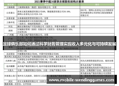 足球俱乐部如何通过科学财务管理实现收入多元化与可持续发展